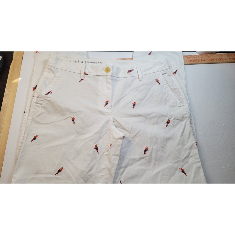 Talbots Relaxed Chino Ankle Pants - Embroidered Parrot Print Size 4